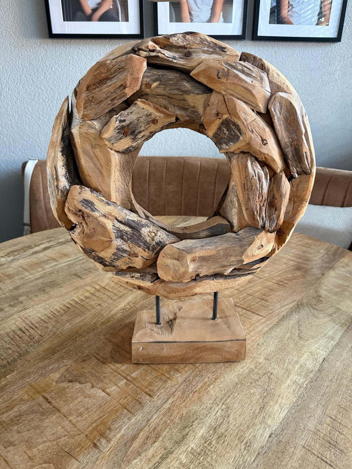 Teakhouten Ornament op Voet, Ophalen, Hout, Gebruikt, Landelijk