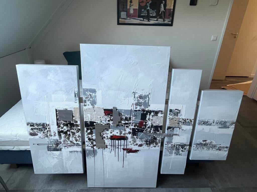 prachtig 4 luik schilderij , moderne kunst., Ophalen, Oorspronkelijke maker, Zo goed als nieuw, Schilderij