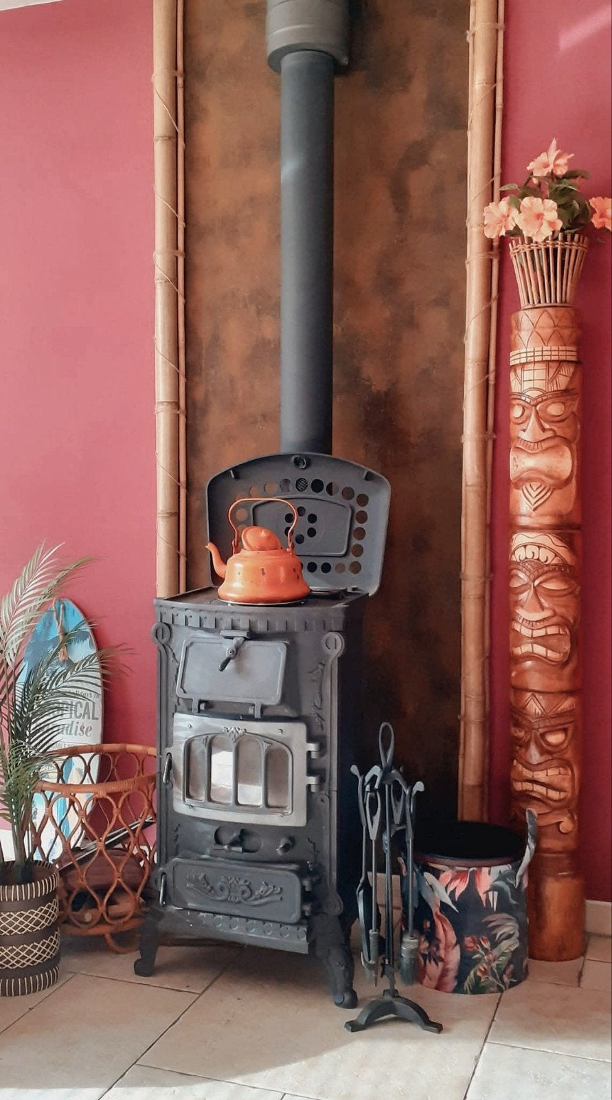 Thermocet rose houtkachel, Huis en Inrichting, Kachels, Ophalen, Gebruikt, Hout, Houtkachel