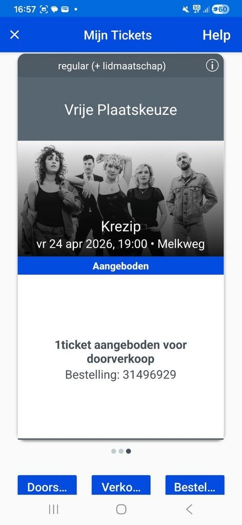 Kaartje concert Krezip Melkweg Amsterdam 24 april 2026, Tickets en Kaartjes, Concerten | Pop, Eén persoon, April