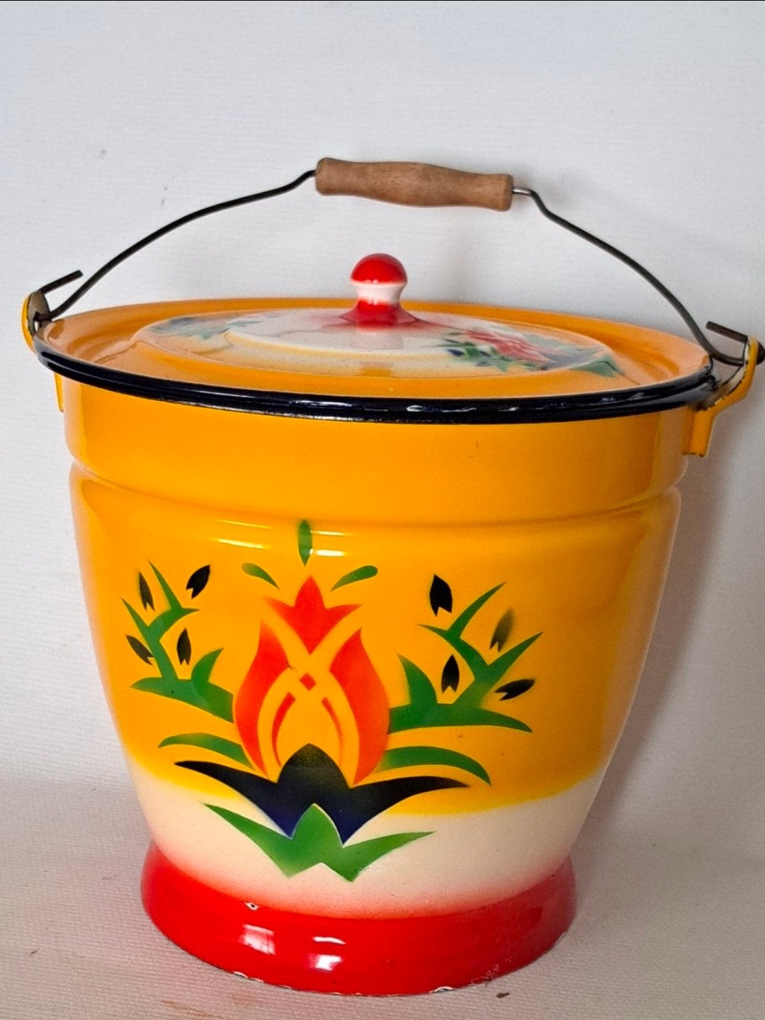 Vintage Poolse Geëmailleerde emmer, Antiek en Kunst, Ophalen of Verzenden