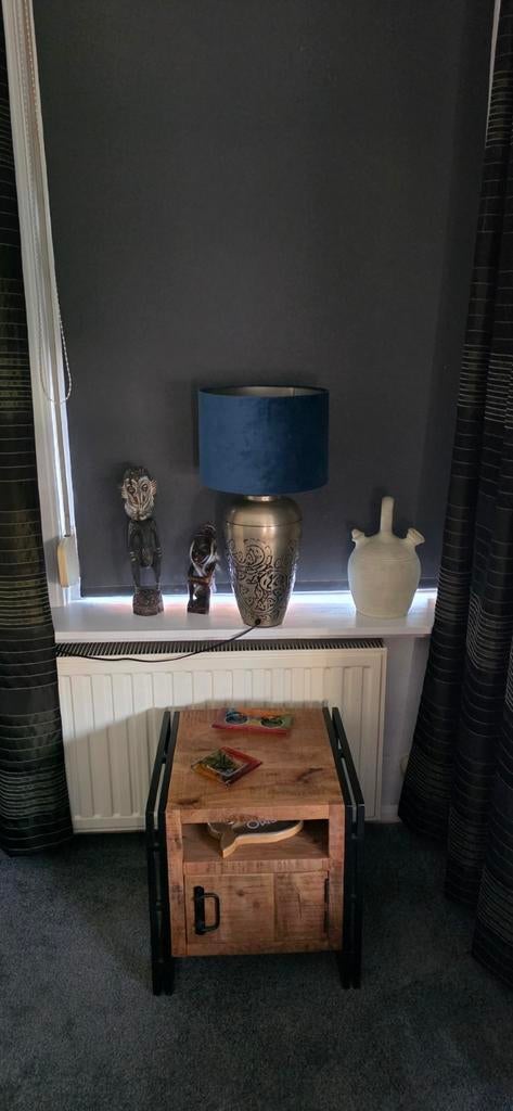 Diverse lampen: verticaal, rond, met blauwe kappen, Ophalen, Gebruikt, Stof, 50 tot 75 cm