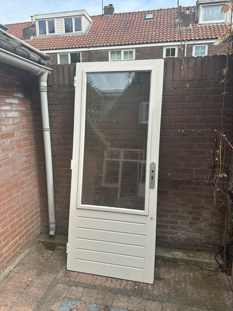 Hardhouten buitendeur 87x211,5, Doe-het-zelf en Verbouw, Deurkozijn, Zo goed als nieuw, Hout, Ophalen