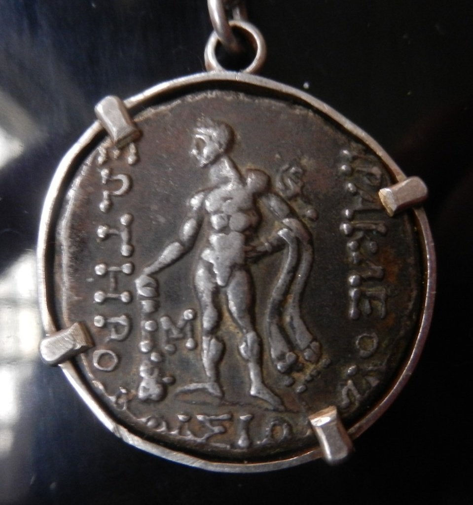 Zilveren sleutelhanger met tetradrachme van Thasos (kopie), Ophalen of Verzenden, Zilver