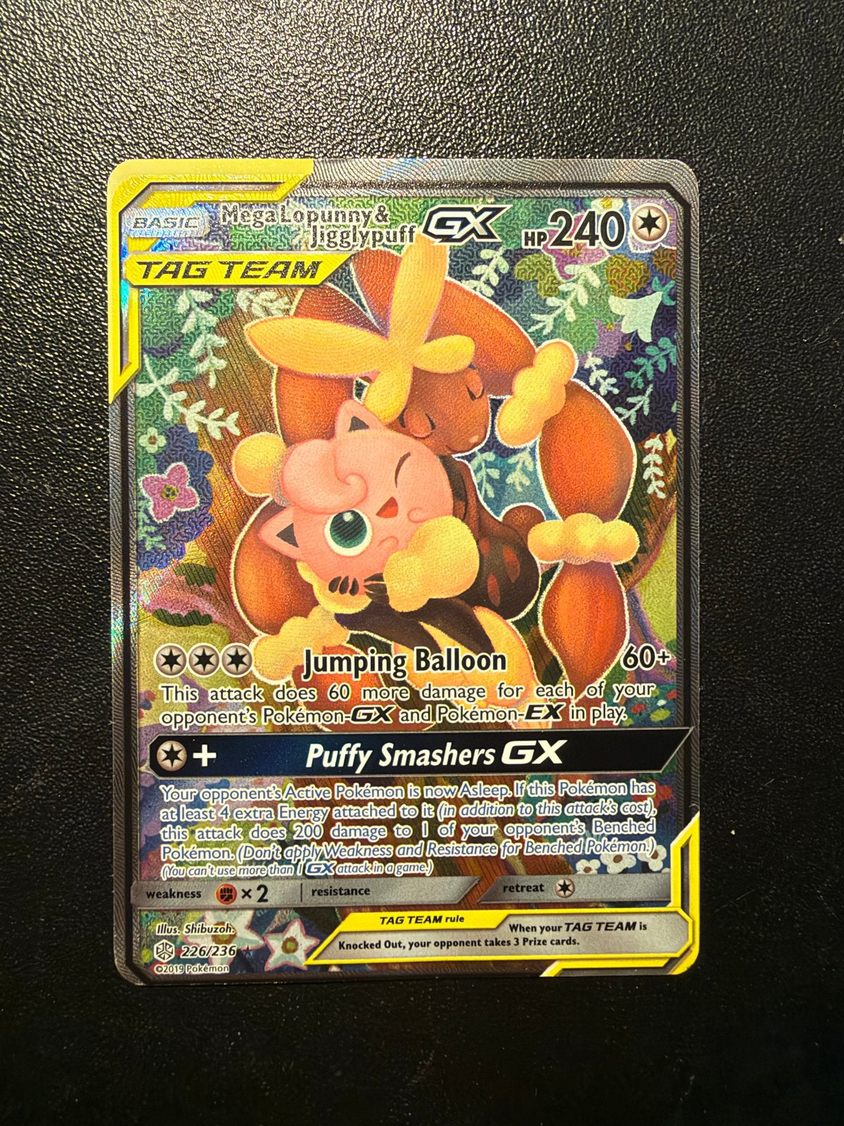 Mega Lopunny & Jigglypuff GX Pokémon Kaart 226/236, Ophalen of Verzenden, Zo goed als nieuw, Losse kaart