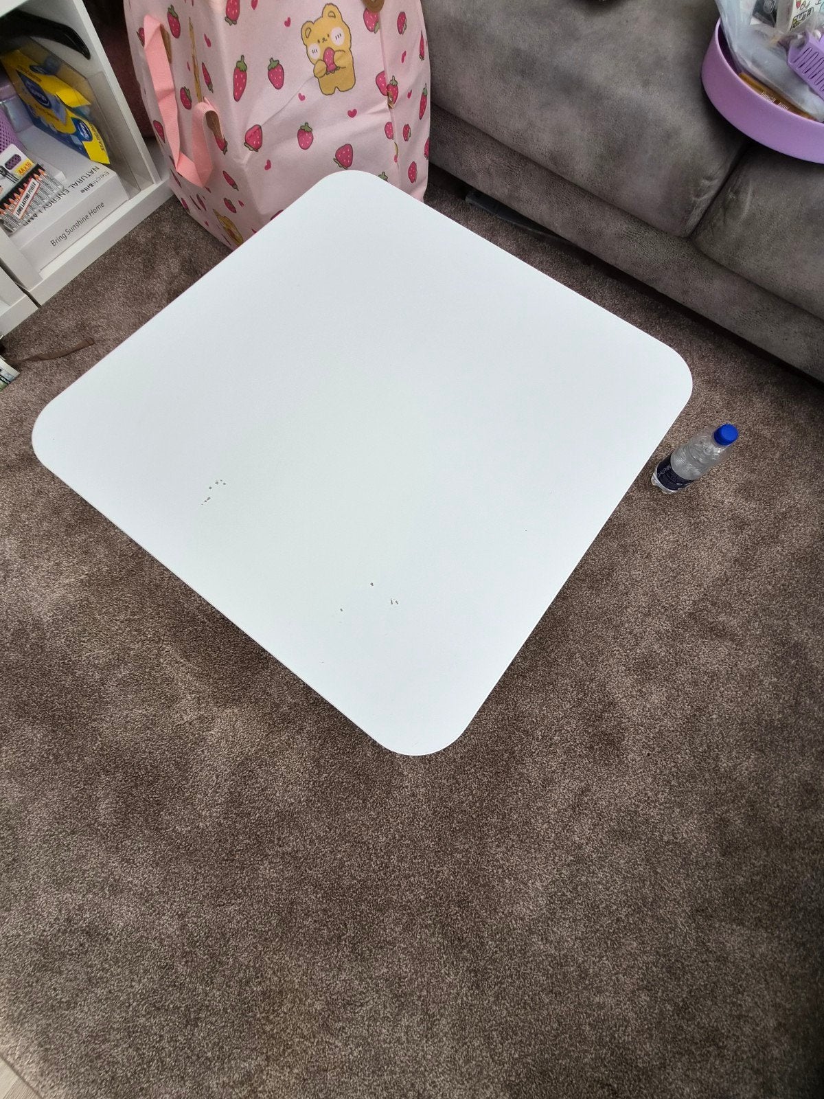 Witte salon/bijzettafel 50x50 cm met kleine beschadiging, Minder dan 55 cm, Gebruikt, Vierkant, Hout