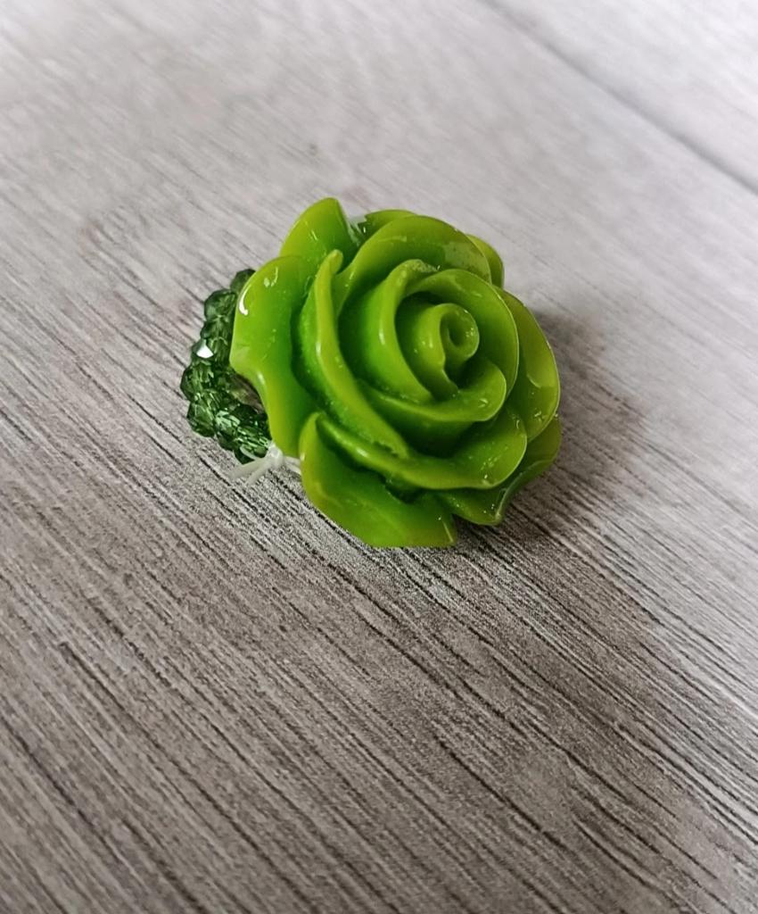 Unieke Groene Rozenring - Handgemaakt en Verstelbaar, Sieraden, Tassen en Uiterlijk, Ringen, Met kristal, Overige materialen, Verzenden