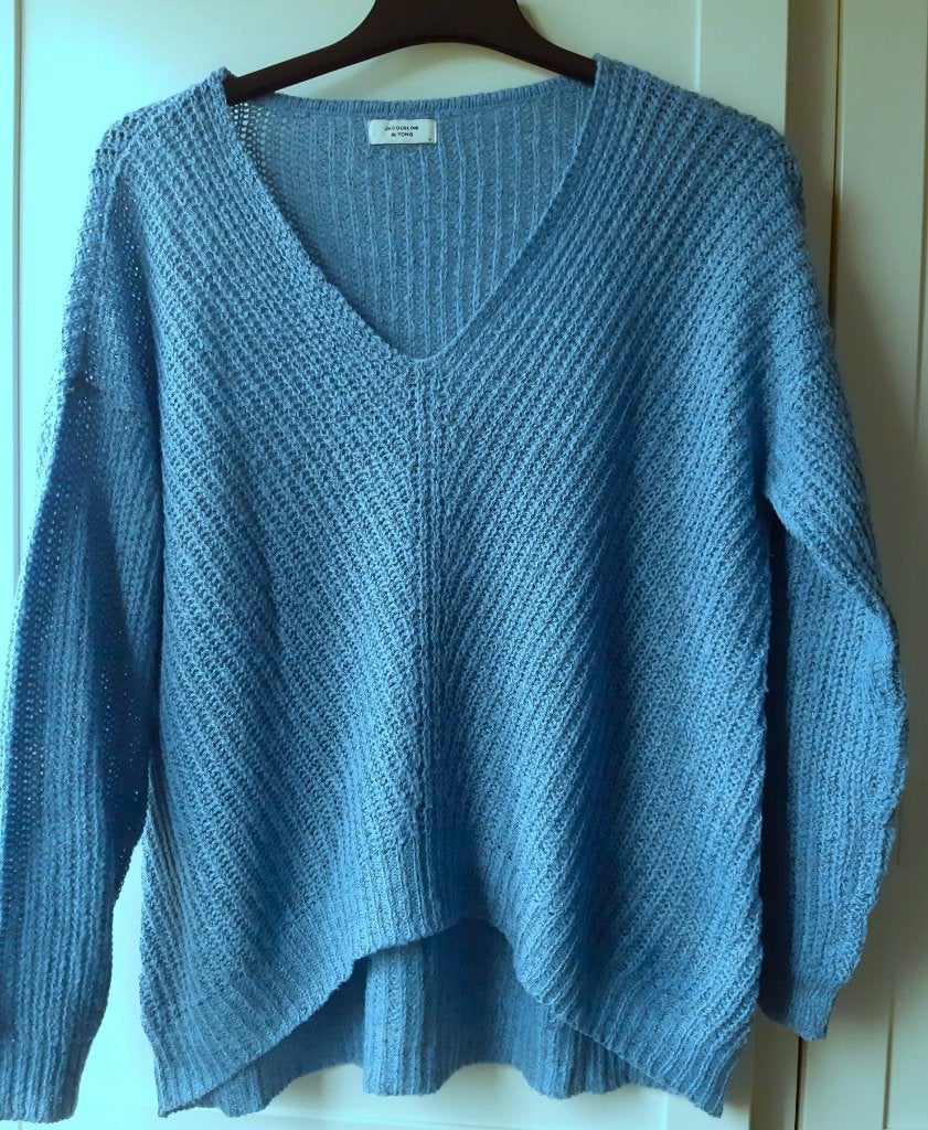 Blauwe fijngebreide trui Jacqueline de Yong maat M, Maat 38/40 (M), Blauw, Nieuw, Ophalen of Verzenden