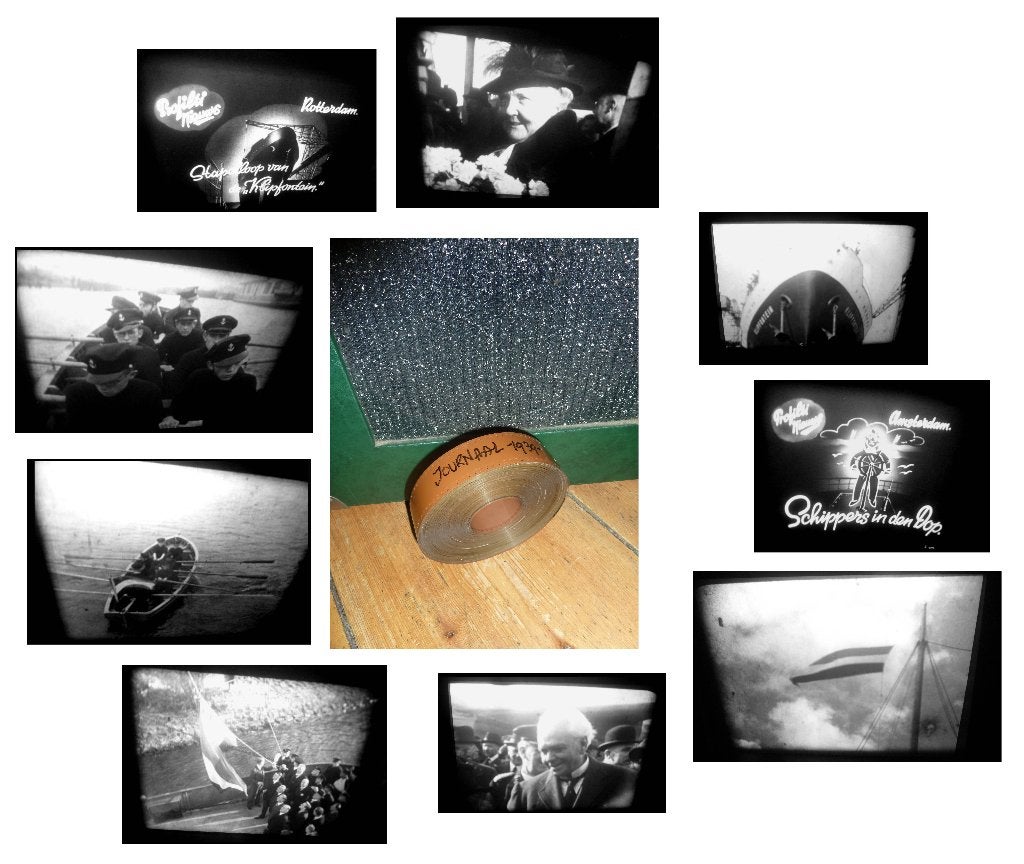35mm film Journaal - o.a. Wilhelmina - R'dam - A'dam 1939, Audio, Tv en Foto, Ophalen of Verzenden, 35mm film