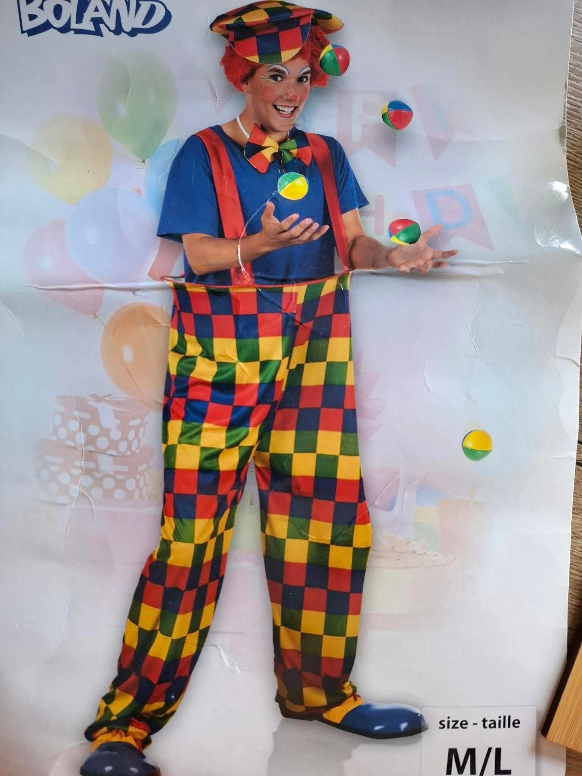 Boland Clown Kostuum - Maat M/L, Ophalen of Verzenden, Zo goed als nieuw, Pak of Jurk