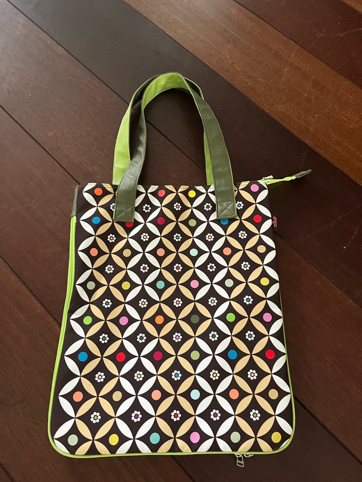 Leuke shopper met vrolijk patroon en ritssluiting, Ophalen of Verzenden, Gebruikt, Groen, Shopper