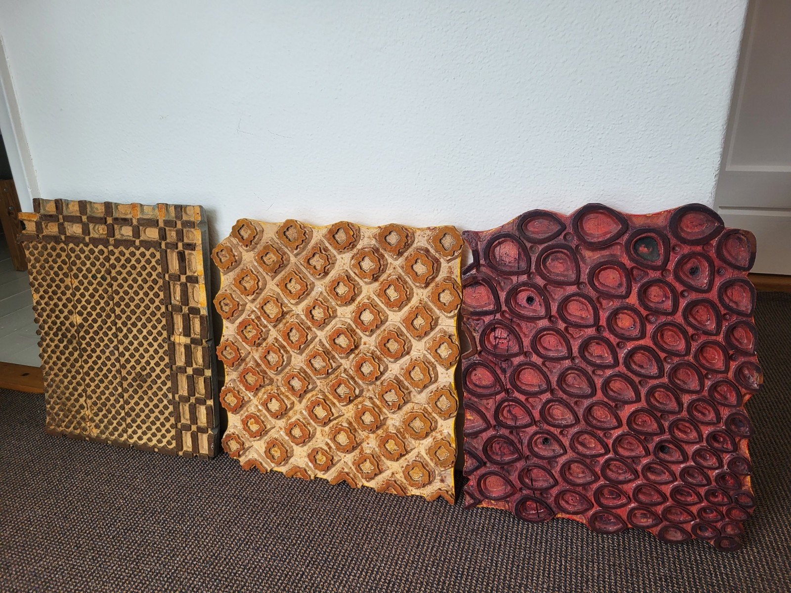 Vintage Houten Vlisco Stempels - Set van 3, Ophalen