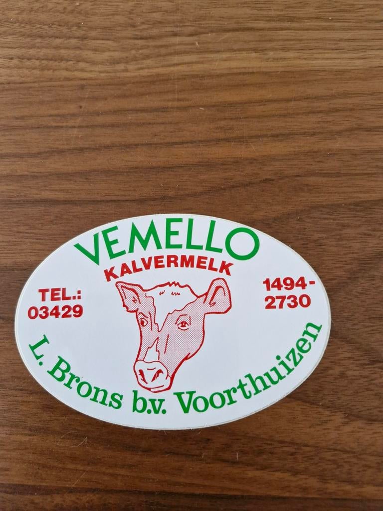 7012 Vemello Kalvermelk sticker, Verzamelen, Ophalen of Verzenden