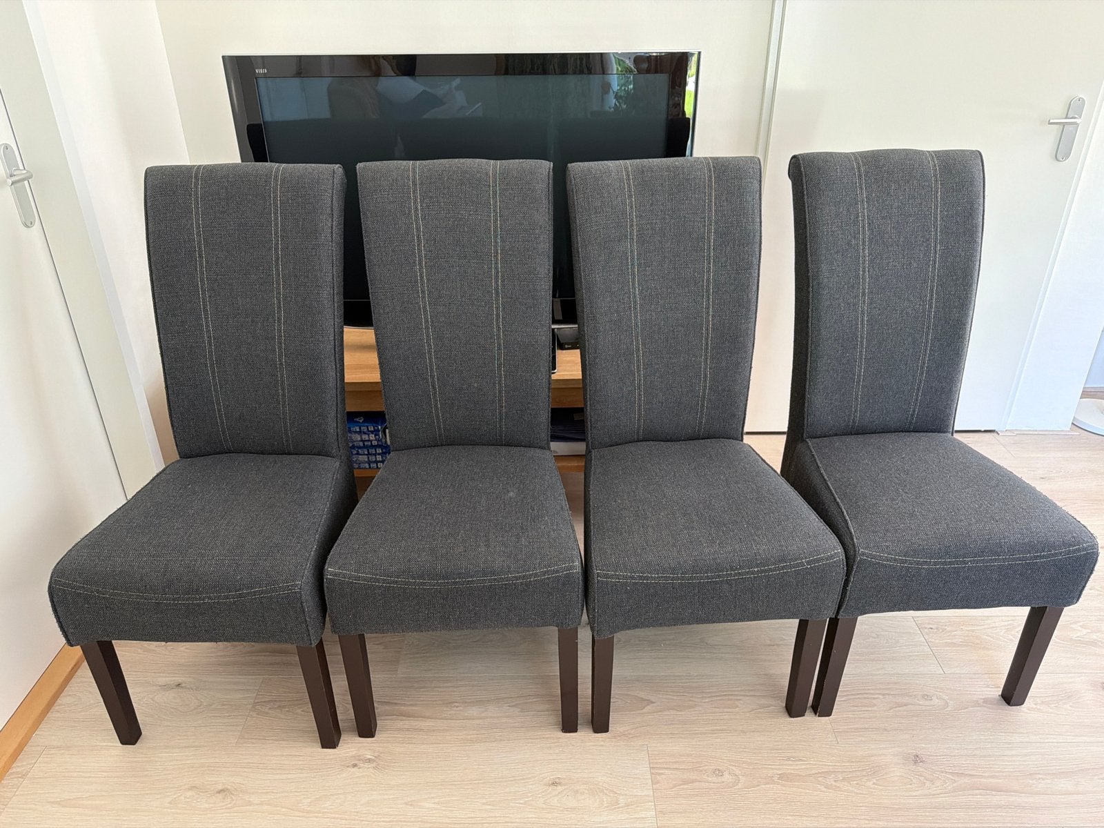 4 gestoffeerde eethoek stoelen in goede conditie, Ophalen, Gebruikt, Vier, Stof