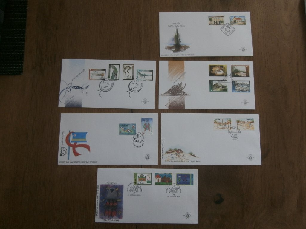jaargang fdc's aruba  2000, Verzenden, Gestempeld
