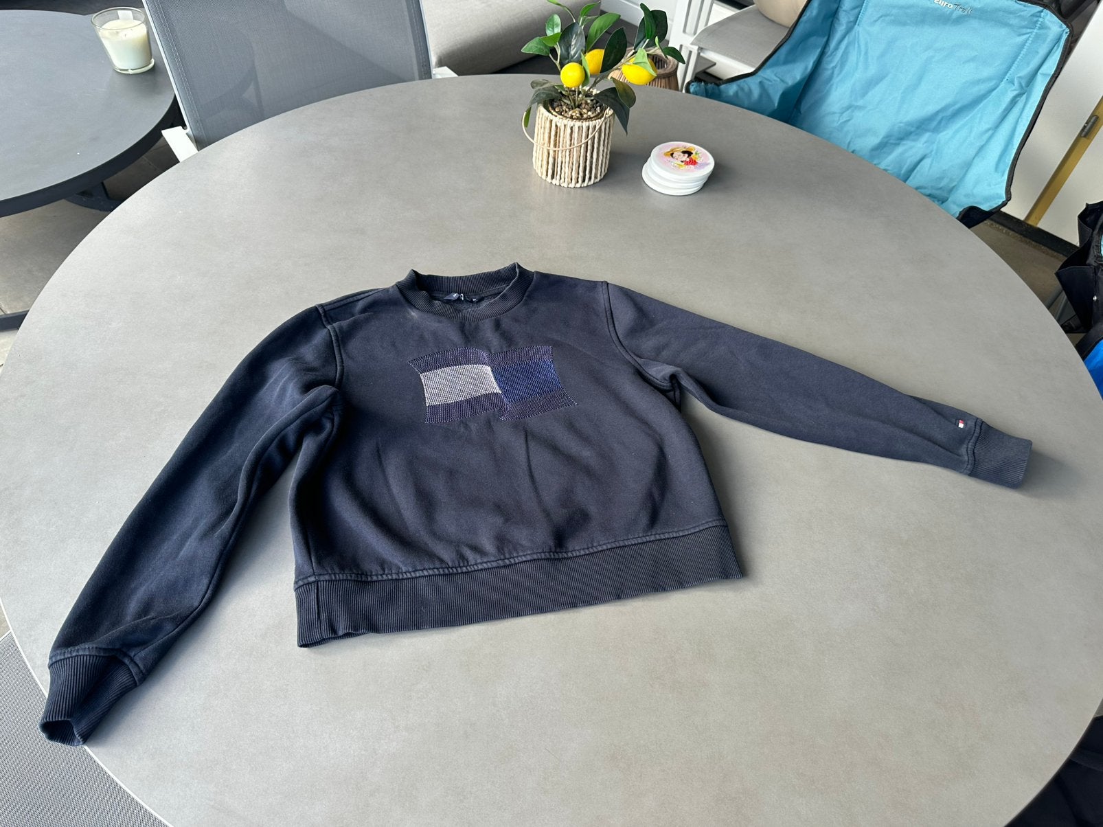 Blauwe Tommy Hilfiger sweater, maat XS oversized, Maat 38/40 (M), Zo goed als nieuw, Tommy Hilfiger, Verzenden