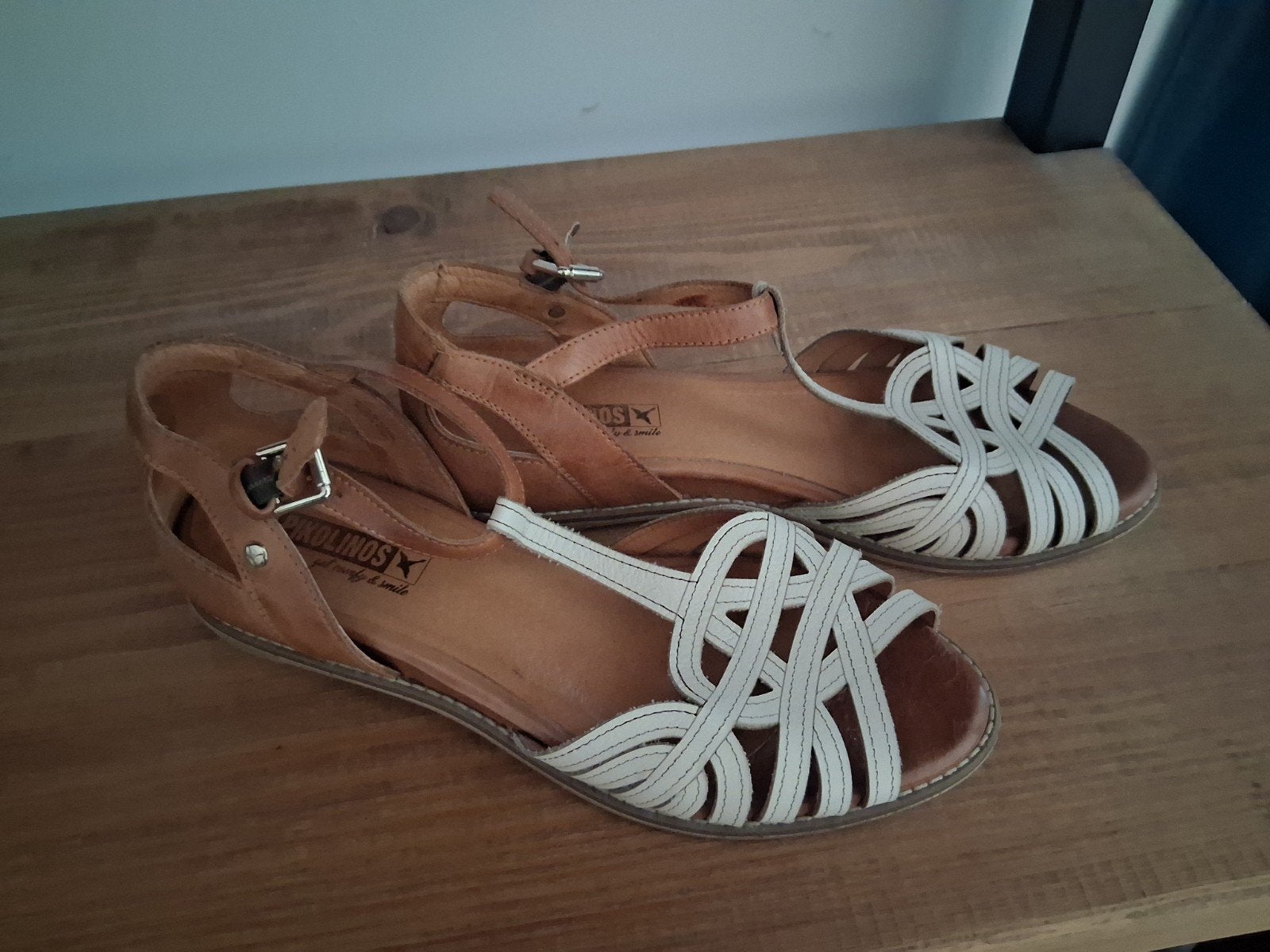 Mooie leren Pikolinos sandaaltjes, mt 38, Wit, Zo goed als nieuw, Pikolinos, Sandalen of Muiltjes