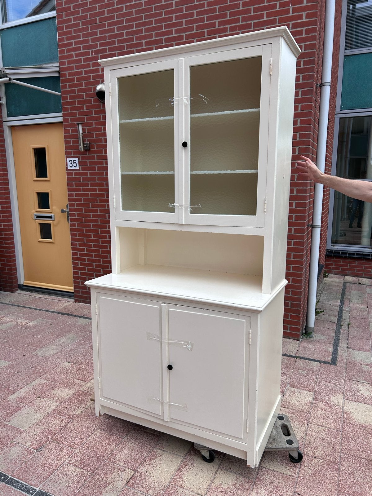 Oude witte buffetkast - 105x209x58cm, Ophalen, Gebruikt, 100 tot 150 cm, 200 cm of meer