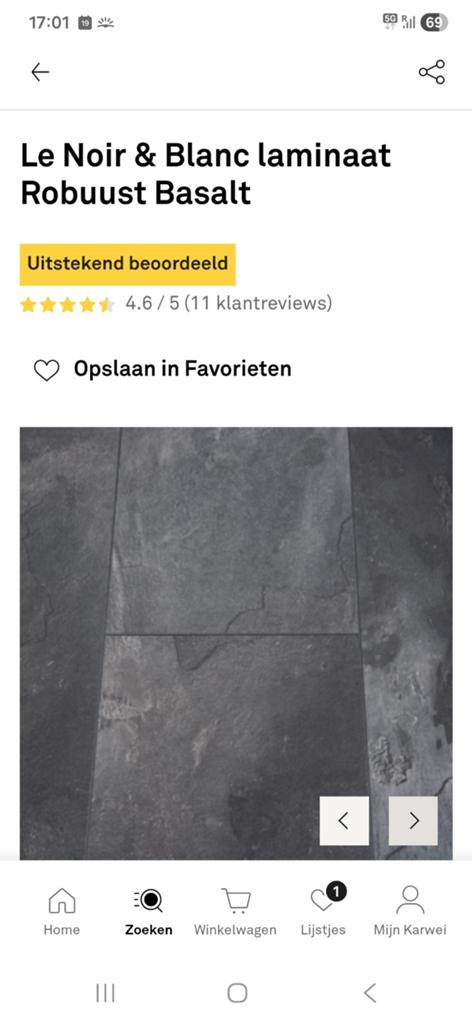 Laminaat vloer 60m2 - Le Noir & Blanc Robuust Basalt, Doe-het-zelf en Verbouw, Vloerdelen en Plavuizen, Ophalen, 50 tot 150 cm