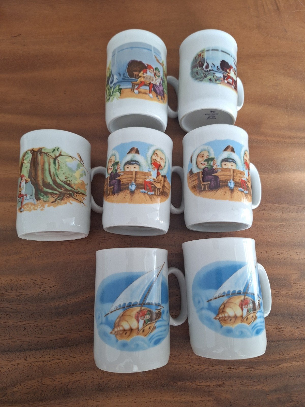 Set van 7 Van Nelle Piggelmee mokjes, Vintage, Ophalen of Verzenden, Zo goed als nieuw, Kop(pen) en/of Schotel(s)