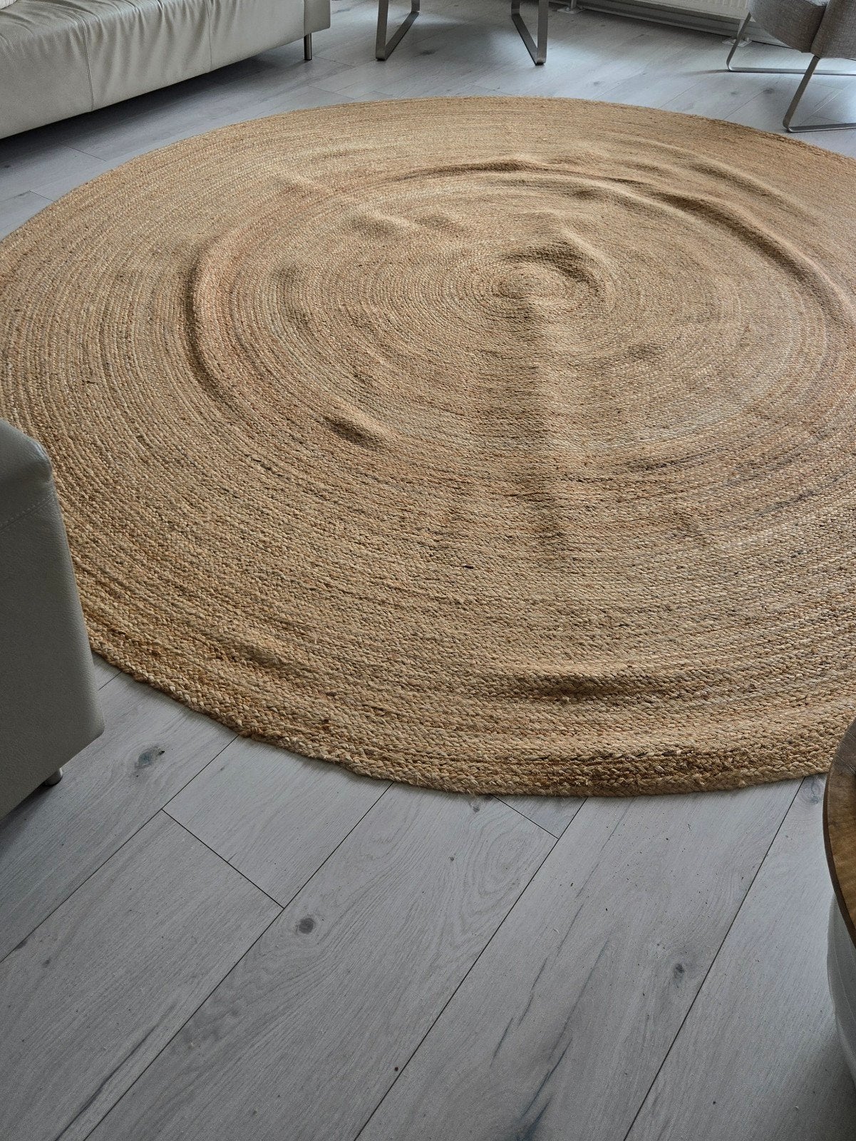 Rond Jute Vloerkleed - Natuurlijke Uitstraling, Huis en Inrichting, Stoffering | Tapijten en Kleden, Ophalen, Gebruikt, Bruin