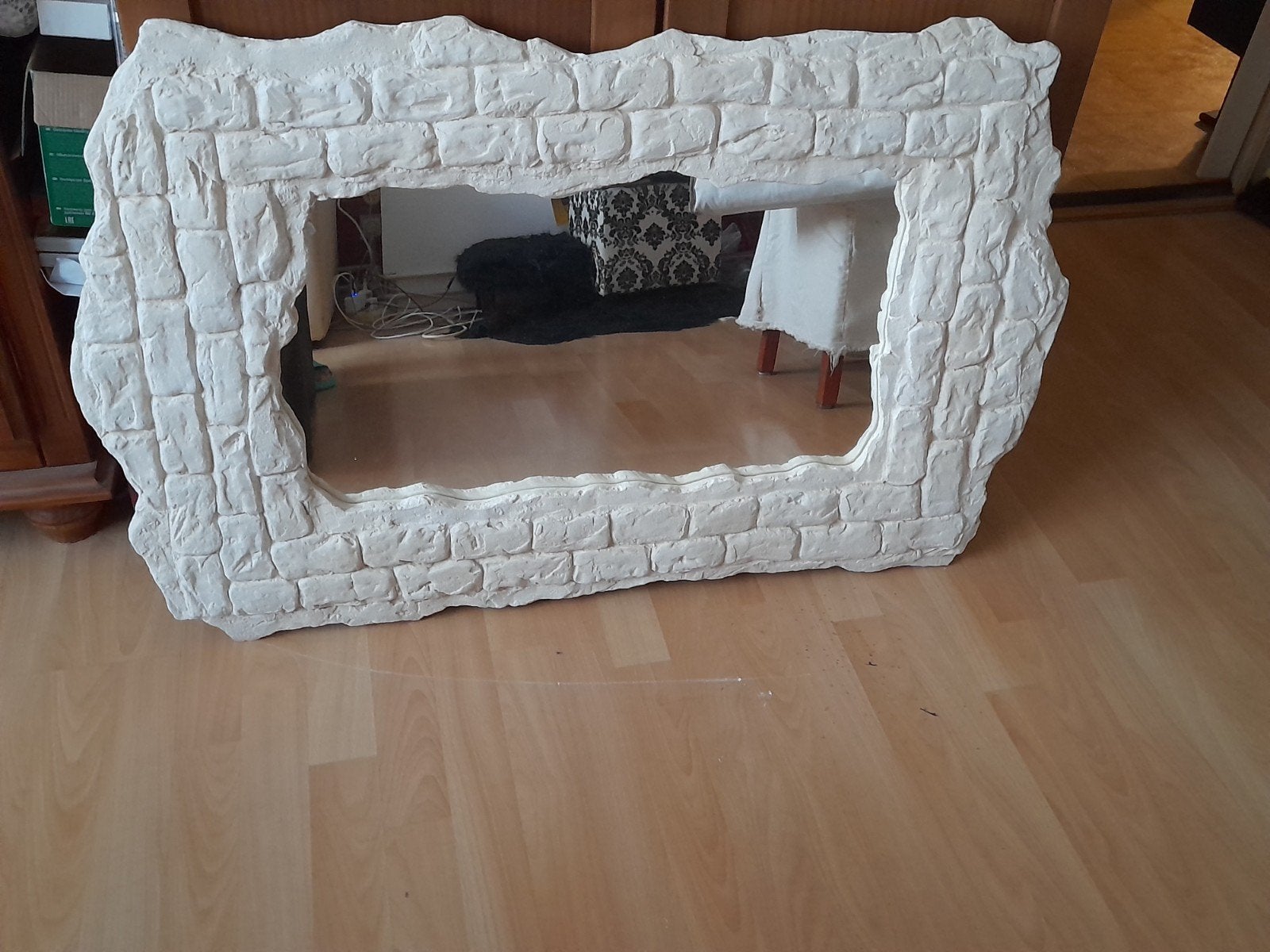 Spiegel met gips frame, 103x64 cm, horizontaal/verticaal, Ophalen