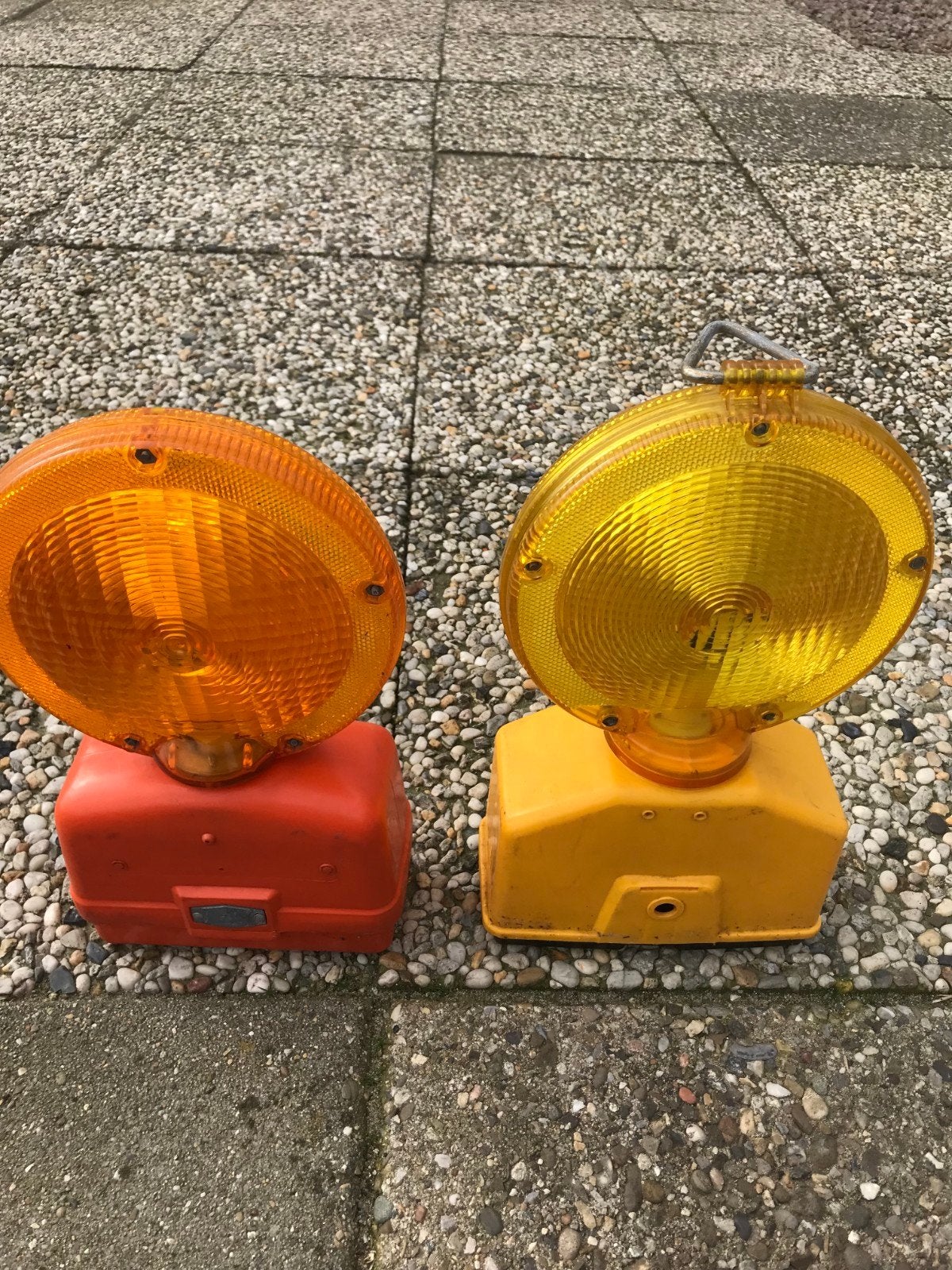2x Oranje bouwlampen/waarschuwingslampen, Ophalen of Verzenden, Gebruikt, Lamp