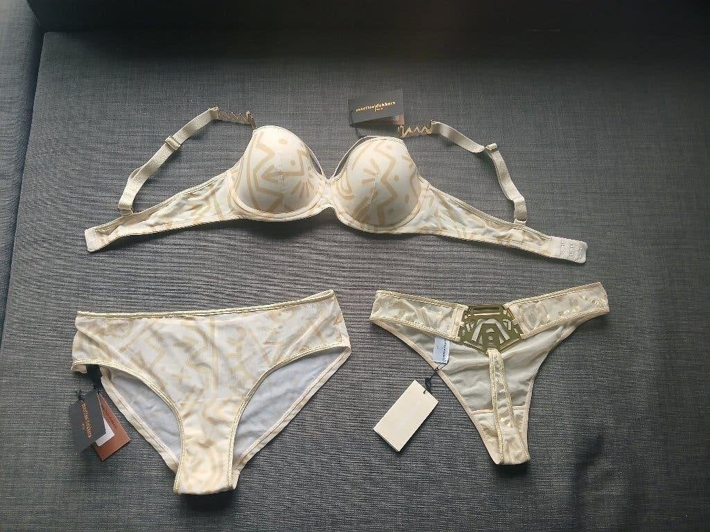 Marlies Dekkers Golden Caro set 80B bra briefs or thong M, Ophalen of Verzenden, BH