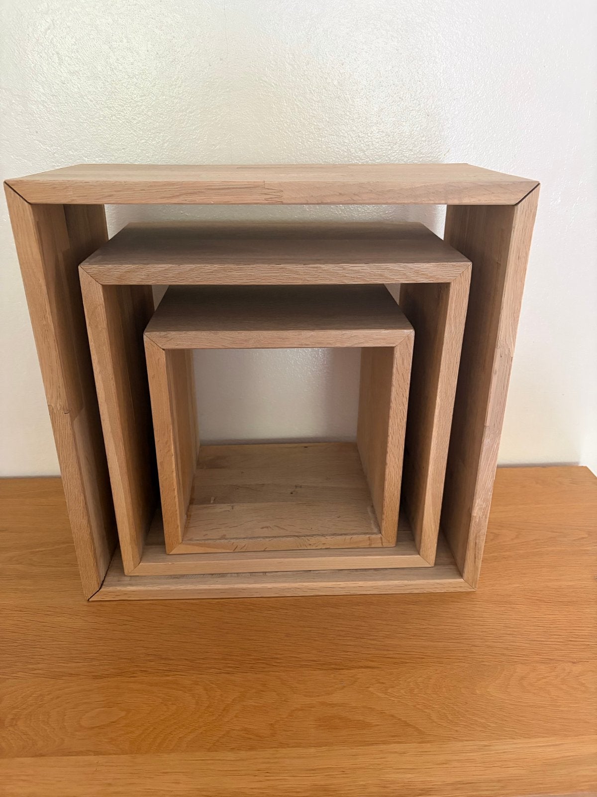Set van 3 WOOOD eikenhouten wandplanken/kubussen, Ophalen of Verzenden, Gebruikt
