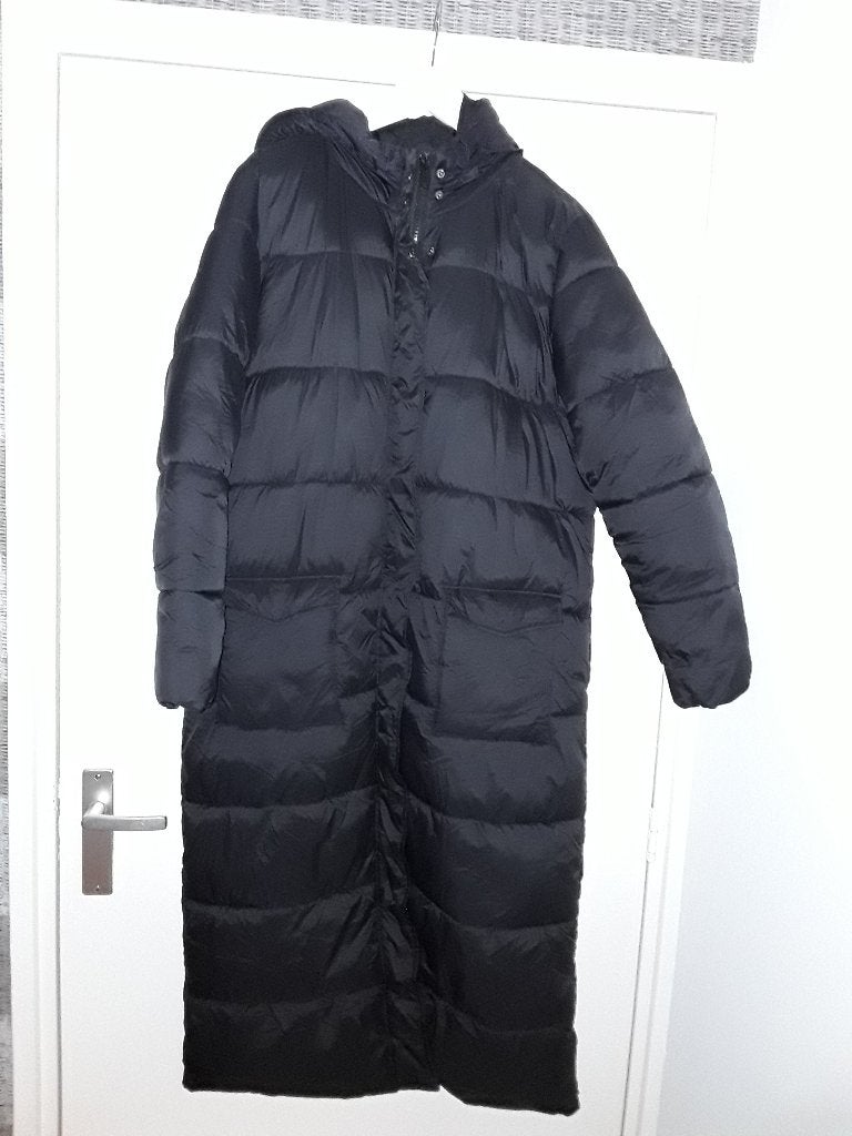 Saint Tropez Zwarte Lange Gewatteerde Winter Jas Maat L, Maat 38/40 (M), Zwart, Nieuw, Ophalen of Verzenden