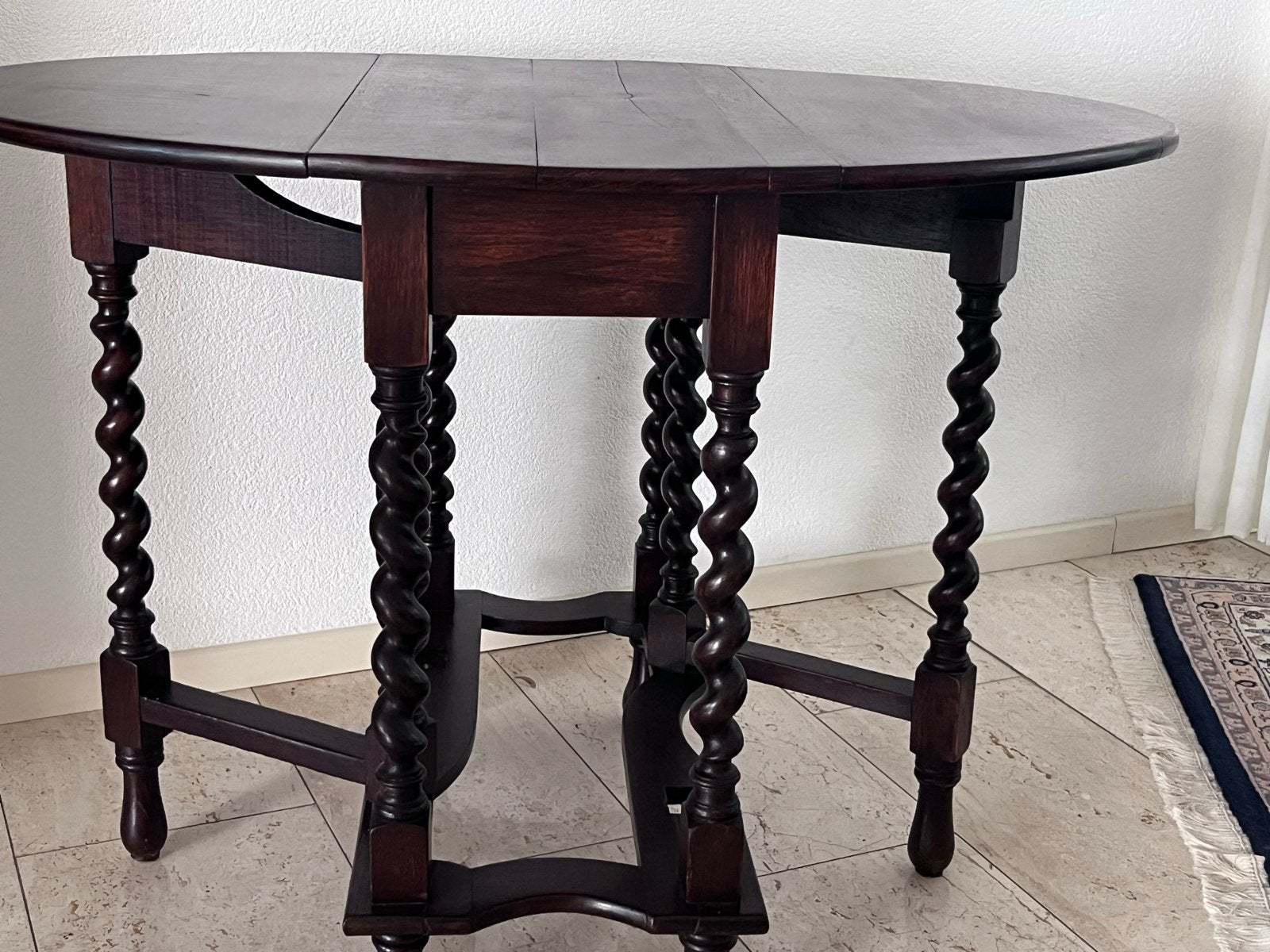 Antieke Gateleg / uitklap Tafel met Gedraaide Poten, Antiek en Kunst, Antiek | Meubels | Tafels, Ophalen
