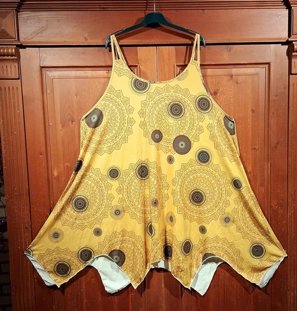 fleurige gele mandala print jurk 50-52, Verzenden, Nieuw, Geel, Jurk