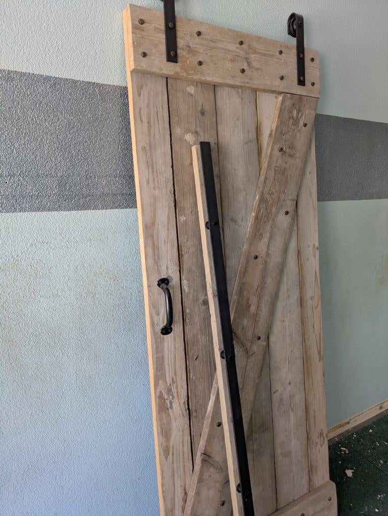 Steigerhouten schuifdeur 210x85 cm, Doe-het-zelf en Verbouw, Deuren en Horren, Gebruikt, 80 tot 100 cm, Binnendeur, Ophalen of Verzenden
