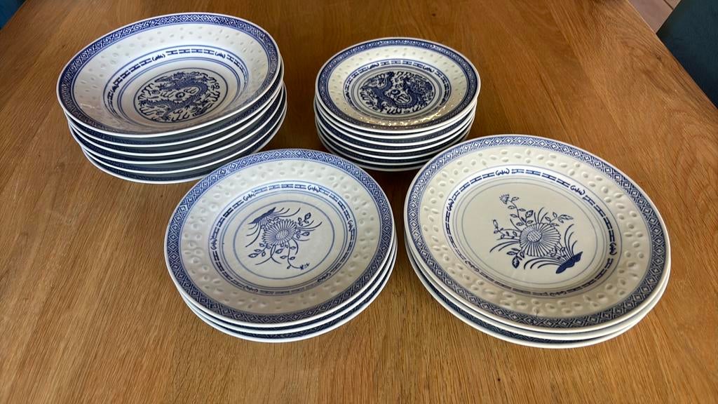 Chinees rijstkorrel servies borden, Antiek en Kunst, Ophalen