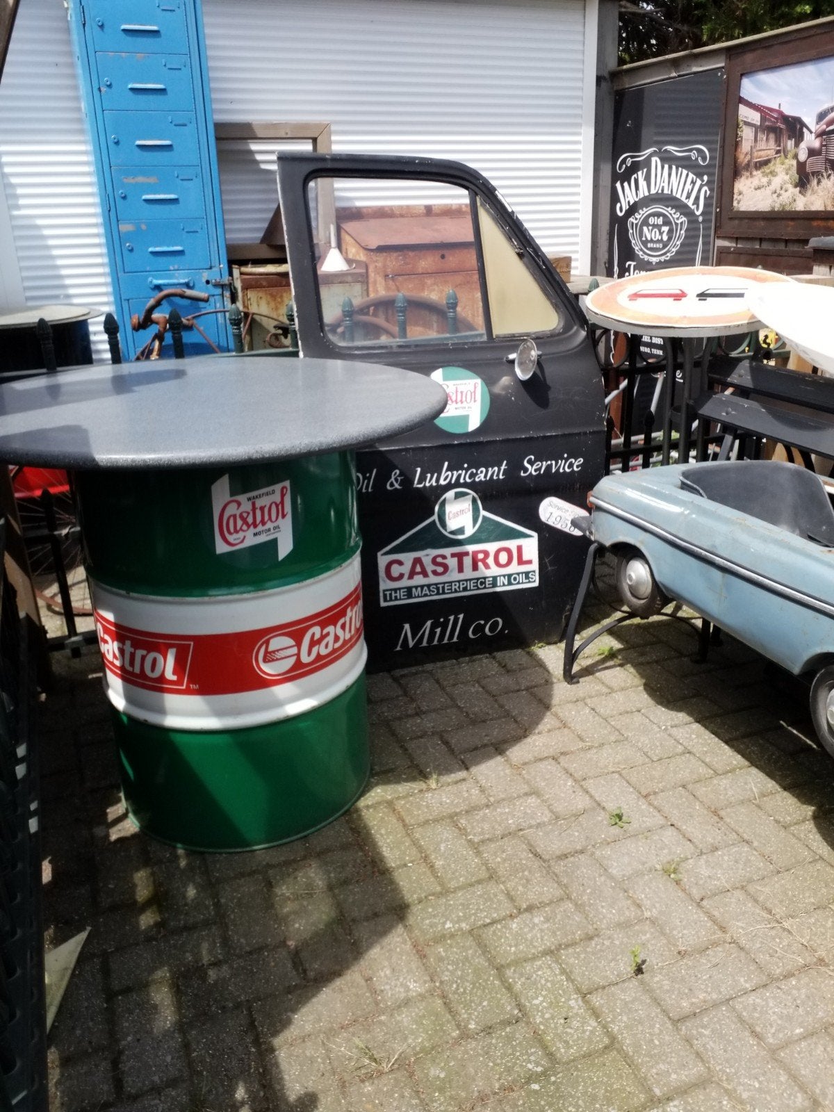 Stoere statafel met granieten blad voor mancave/feestje, Ophalen