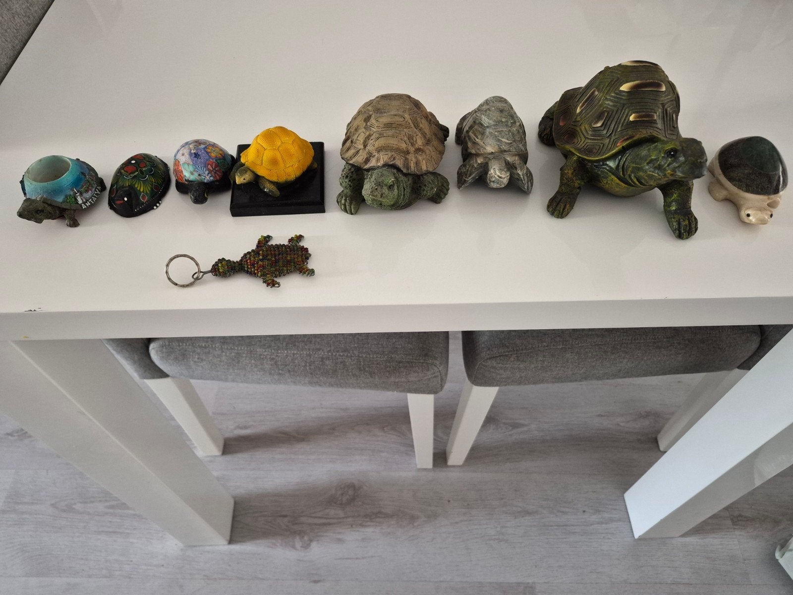 Verzameling van diverse schildpad beeldjes en sleutelhanger, Ophalen of Verzenden