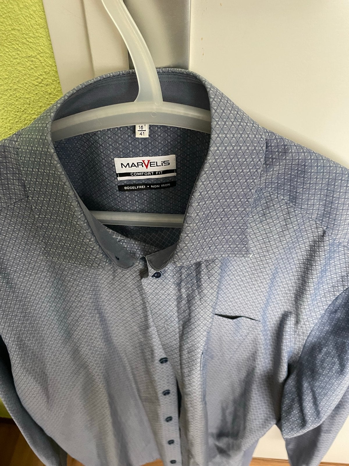 Marvelis Comfort Fit overhemd - Blauw, maat 41 (L), Kleding | Heren, Ophalen of Verzenden, Zo goed als nieuw, Blauw, Halswijdte 41/42 (L)