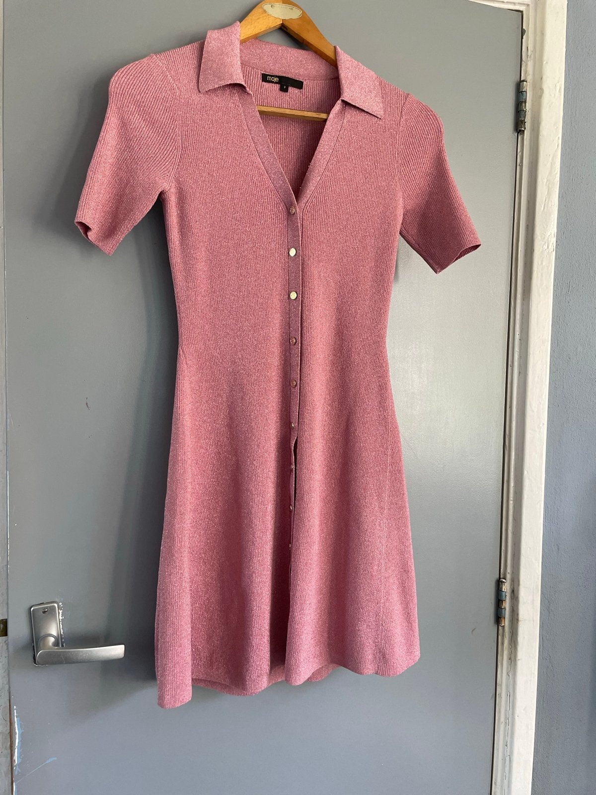 Maje jurk, Maat 38/40 (M), Ophalen of Verzenden, Roze, Gedragen