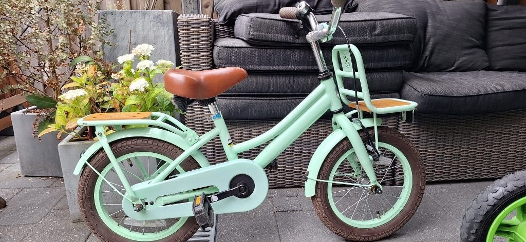 14 inch kinderfiets mintgroen met zijwieltjes - SuperSuper