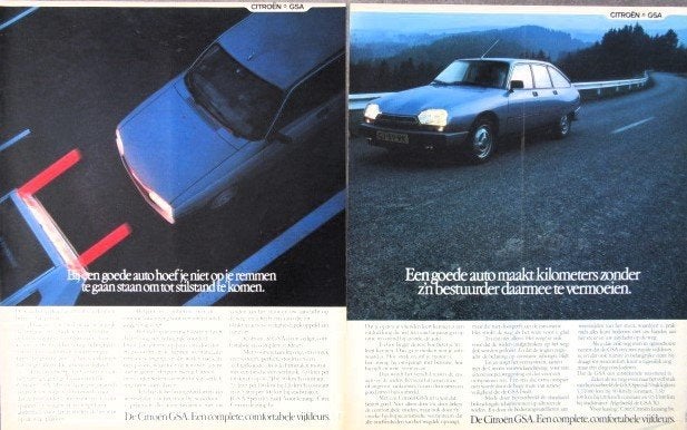 4 vintage advertenties reclames Citroen GSA auto 81 GS autos, Ophalen of Verzenden, Citroën