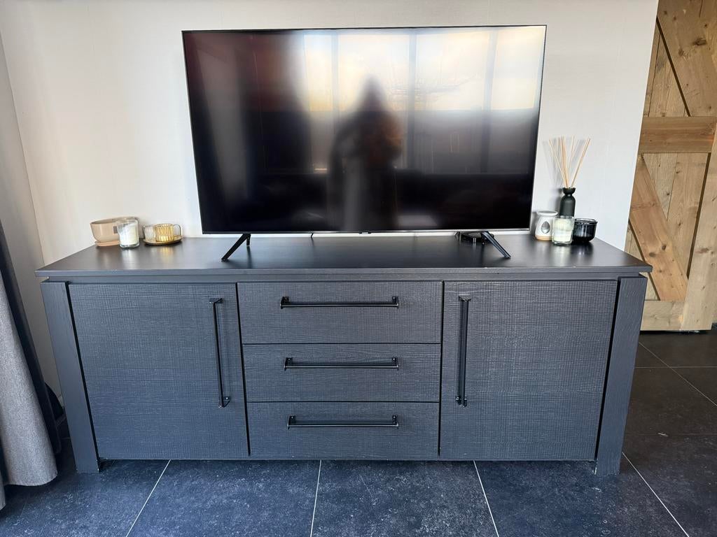 Houten TV meubel zwart/antraciet, Ophalen, Gebruikt, 150 tot 200 cm, Minder dan 100 cm
