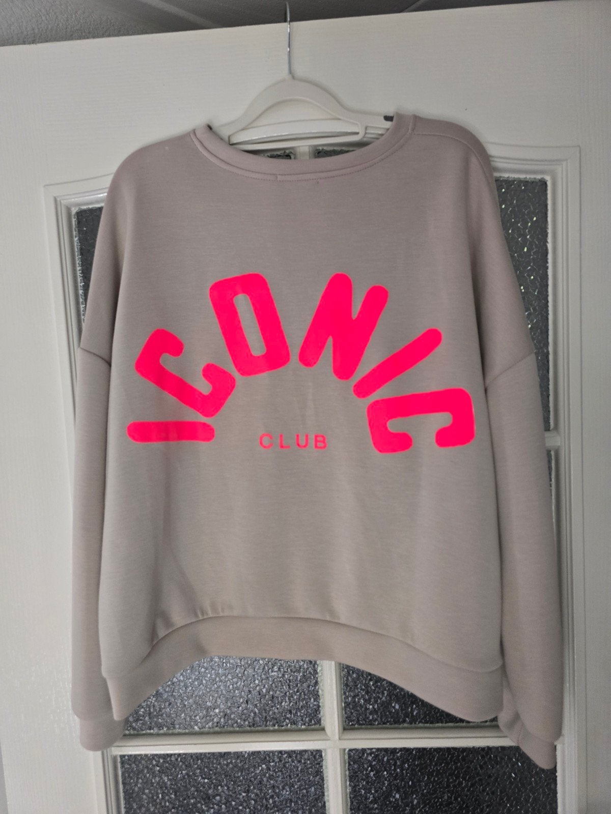 Nieuwe trui iconic beige neon roze 40 42 44, Kleding | Dames, Truien en Vesten, Ophalen of Verzenden, Nieuw, Maat 42/44 (L), Beige