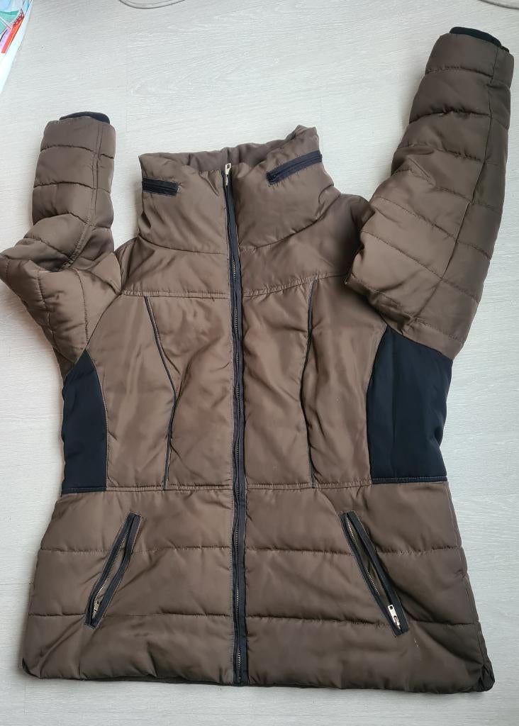 Dames winterjas, bruin-zwart, maat 50, Kleding | Dames, Jassen | Winter, Ophalen of Verzenden, Gedragen, Maat 46/48 (XL) of groter