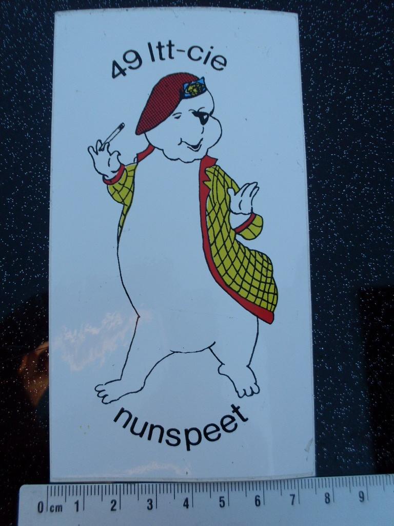 sticker 49 ltt-cie nunspeet Nunspeetse IJsbeer leger KL, Verzamelen, Verzenden, Zo goed als nieuw, Bedrijf of Vereniging