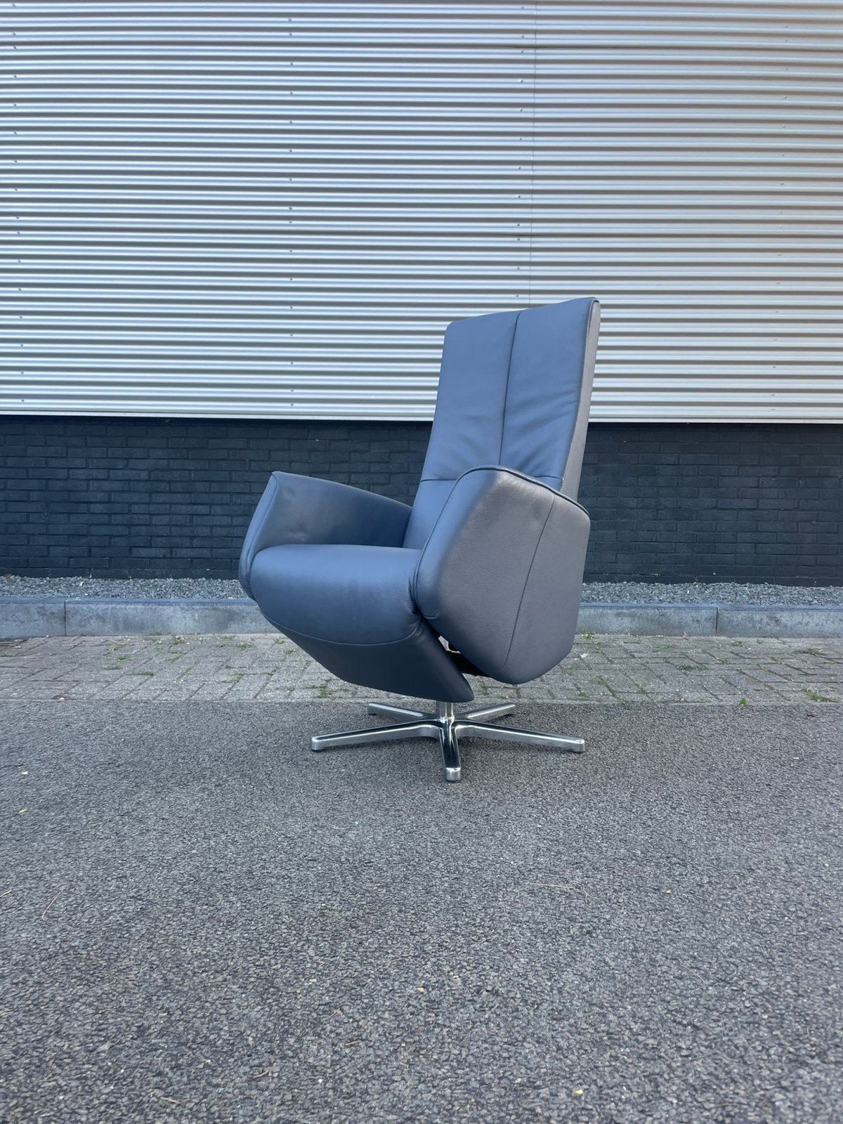 Zgan blauw / paarse tulipa XL relax fauteuil / relax stoel, Huis en Inrichting, Fauteuils, Ophalen, Minder dan 75 cm, A, 50 tot 75 cm