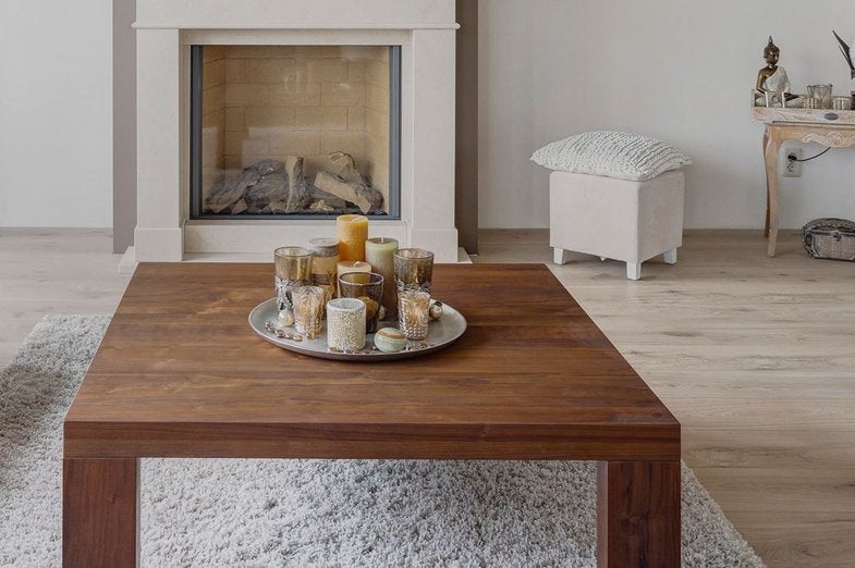 Notenhouten salontafel v italiaans designmerk quadra zgan, Ophalen, Zo goed als nieuw, Rechthoekig, 50 tot 100 cm