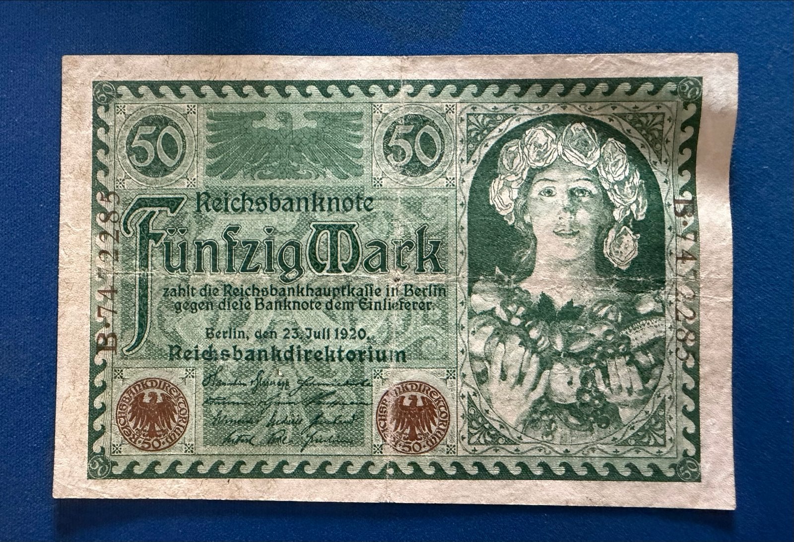 50 Mark Reichsbanknote uit 1920 - Duitsland, Postzegels en Munten, Ophalen of Verzenden, Overige landen, Los biljet