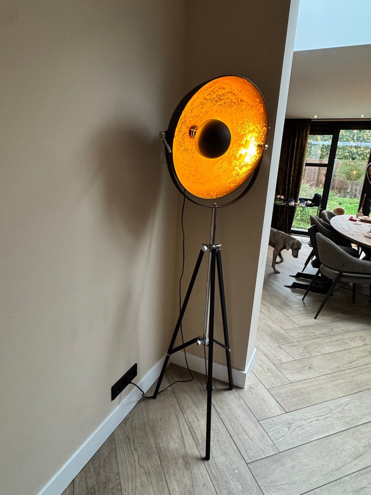 Grote industriële vloerlamp op statief - Zo goed als nieuw, Ophalen, E27 (groot), Zo goed als nieuw, Metaal