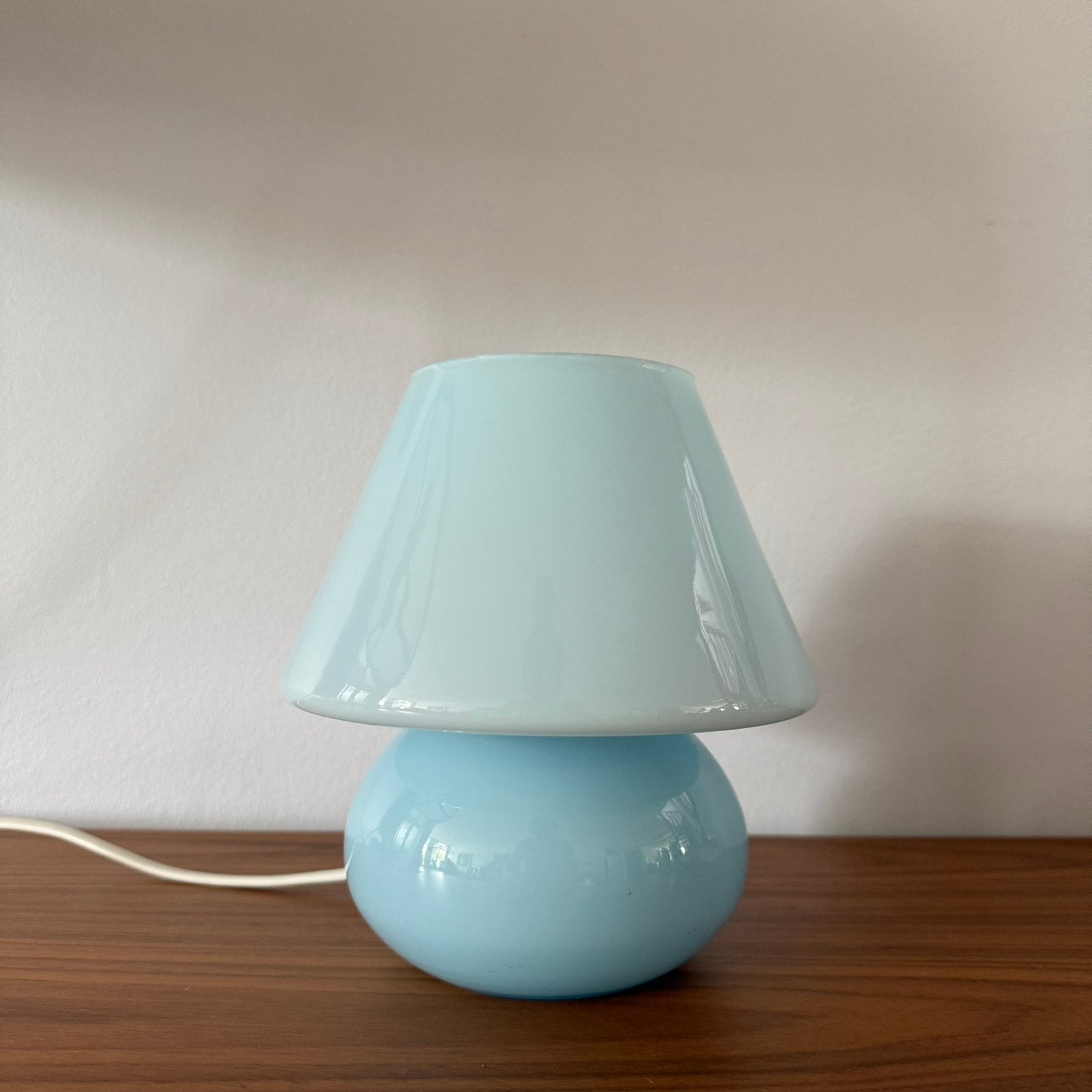 Tafellamp, mushroom, Murano, Italiaans, vintage, jr 70, Blauw, Vintage, Ophalen of Verzenden, Zo goed als nieuw
