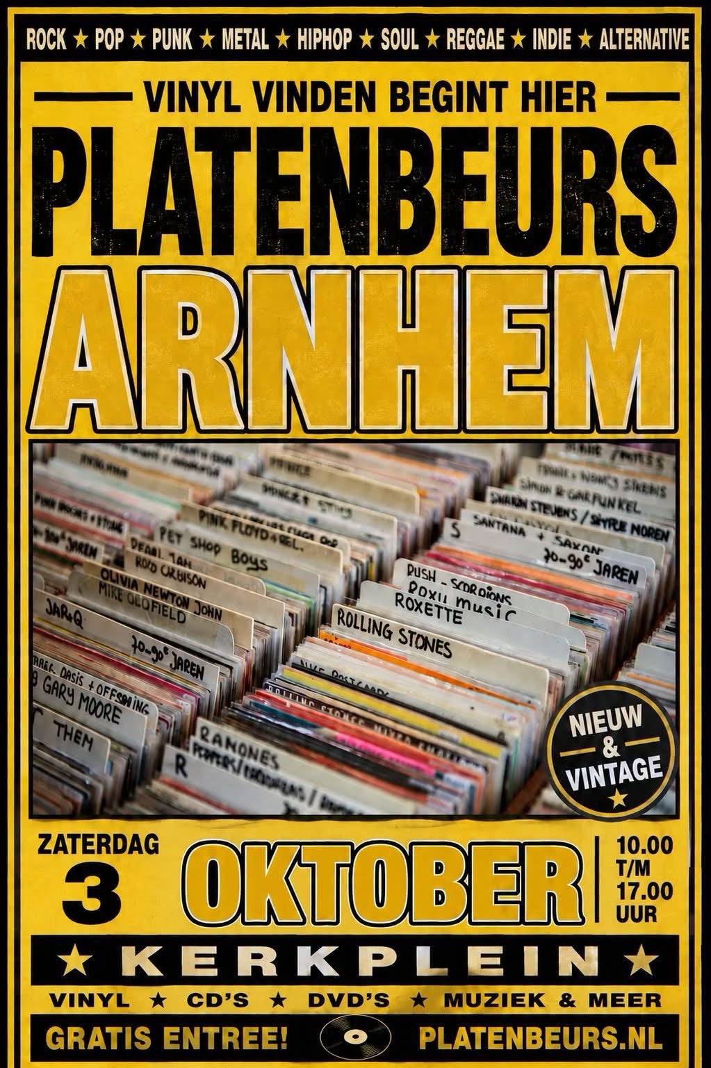 Platenbeurs Arnhem zaterdag 3 oktober Kerkplein, Ophalen of Verzenden, Zo goed als nieuw, Overige formaten